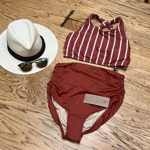 Albion light rust game changer top plus ruched bottoms with tag sz S in both